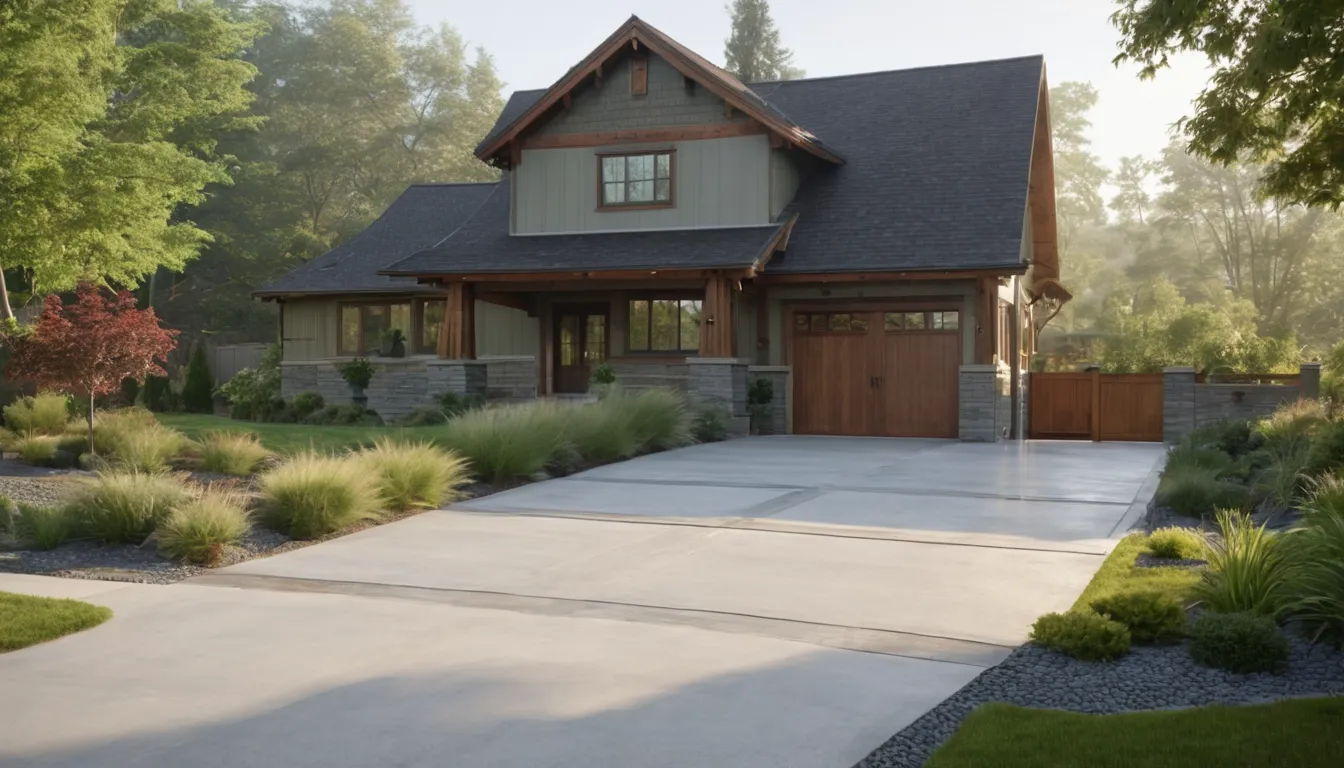 A freshly poured concrete driveway beside a wood-frame home near Yelm